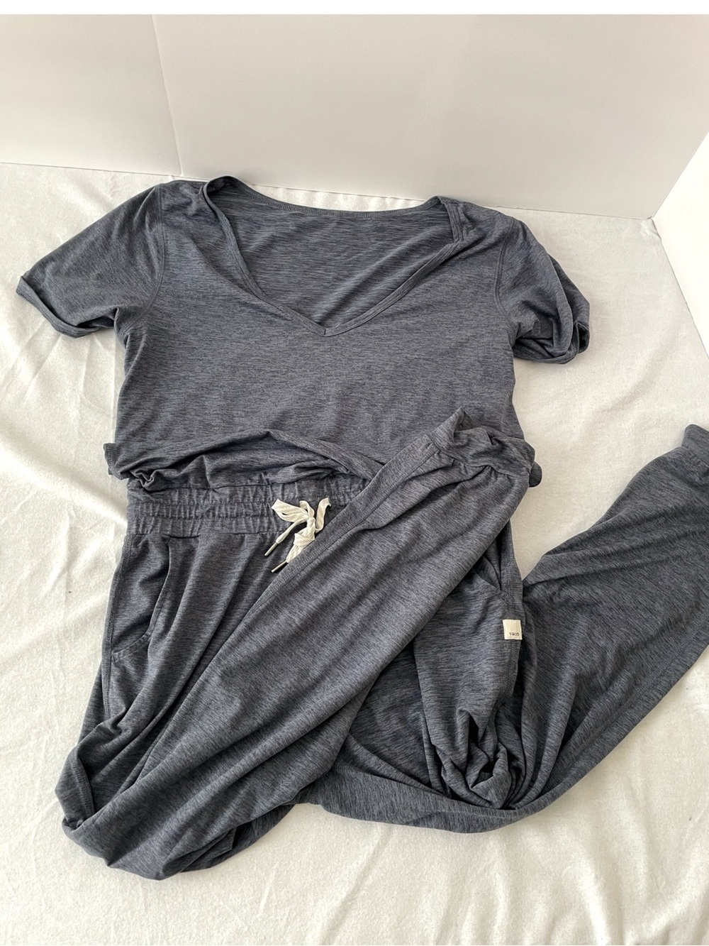 Vuori All Day Gray V-Neck Short Sleeve Jumpsuit Size M